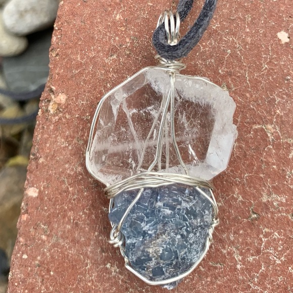 Faden Quartz & Blue Fluorite Drusy Necklace - Picture 16 of 16